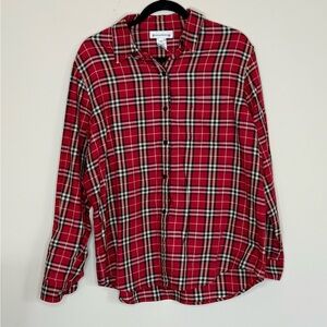 Evan Picone Red Plaid Cotton Shirt